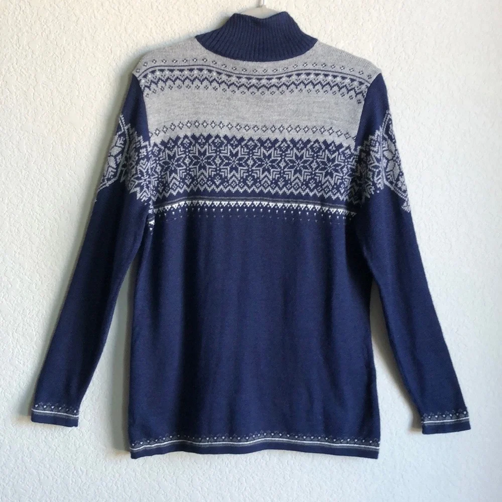 Alpaca Imports Zip Front Sweater Navy Blue XL Alpaca Wool - Picture 7 of 15